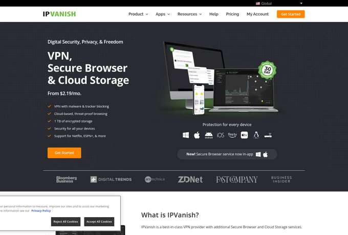 IPVanish VPN screenshot